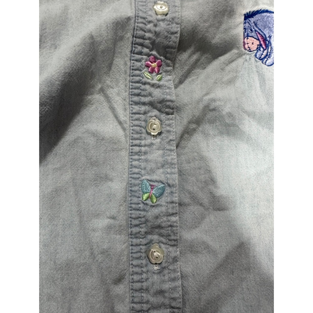 Vintage Disney Store Eeyore Sleeveless Denim Shirt Light Wash Embroidered Small - Picture 5 of 9